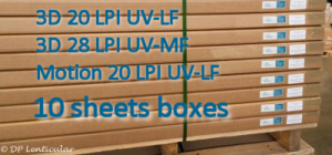 lenticular sheets in small quantities - 3D 28, 3D 20LPI & Motion 20 LPI 10 sheets boxes